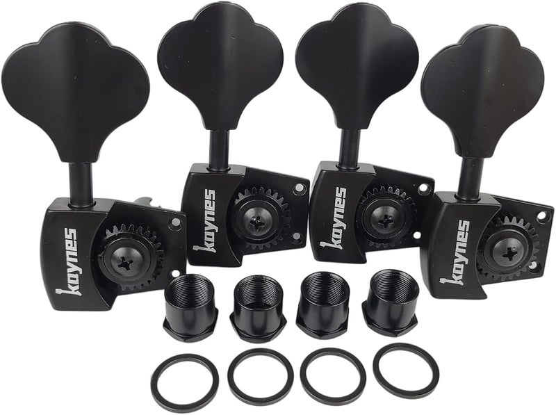 Kaynes Bass Tuners 1:26 Ratio Open Gear Tuning Key Pegs Guitar Machine Head Tuners for Jazz or Precision Electric Bass Instruments Black (4 for Right) - Image 2